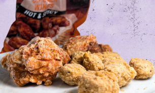A composite image of frozen chicken wings
